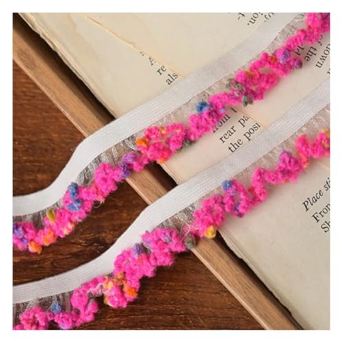 Wisafory 5M Elastische Rüschenband Chiffon Spitzenband Gerafftes Spitzenbordüre Stretch-Stoffband Handgefertigt Spitzenbesatz für DIY Nähen Basteln Hochzeitskleid Partyzubehör 1.5cm 6# von Wisafory