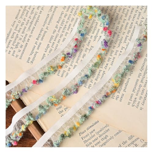 Wisafory 5M Elastische Rüschenband Chiffon Spitzenband Gerafftes Spitzenbordüre Stretch-Stoffband Handgefertigt Spitzenbesatz für DIY Nähen Basteln Hochzeitskleid Partyzubehör 1.5cm 7# von Wisafory
