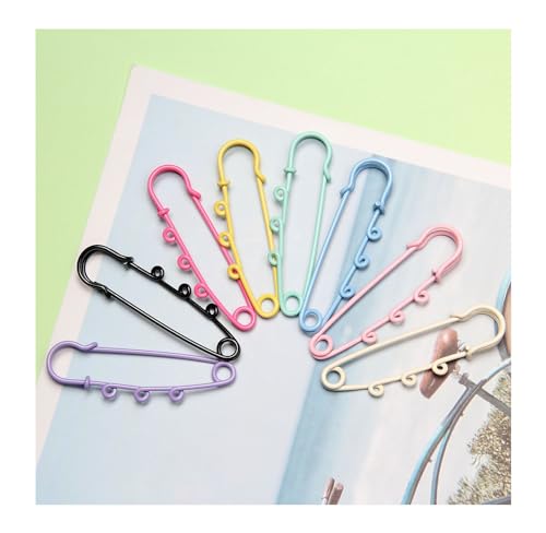 Wisafory 6 cm Sicherheitsnadeln mit 3 Löchern Kiltnadelnt Nadeln Broschenzubehör Sicherheitsnadeln Brosche mit 8 Farben für Broschen Rock Strickstoff Handwerk Kleidung Decken Gemischt 16pcs von Wisafory