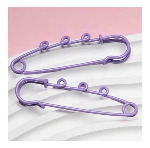 Wisafory 6 cm Sicherheitsnadeln mit 3 Löchern Kiltnadelnt Nadeln Broschenzubehör Sicherheitsnadeln Brosche mit 8 Farben für Broschen Rock Strickstoff Handwerk Kleidung Decken Violett 16pcs von Wisafory