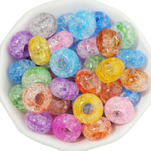Wisafory Acrylperlen Kristallperlen Crackle-Glasperlen Abstandshalter runde Charms Spacer Perlen mit Großem Loch für Armbänder, Halsketten, Schlüsselanhänger, Schmuckherstellung Gemischte 100 Stück Wisafory Acrylperlen Kristallperlen Crackle-Glasperlen Abstandshalter runde Charms Spacer Perlen mit Großem Loch für Armbänder, Halsketten, Schlüsselanhänger, Schmuckherstellung Gemischte 100 Stück von Wisafory