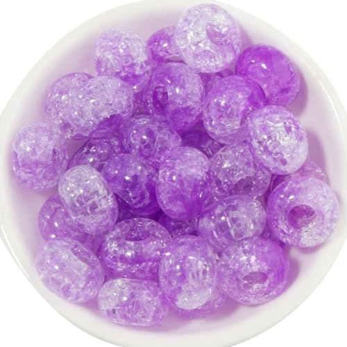 Wisafory Acrylperlen Kristallperlen Crackle-Glasperlen Abstandshalter runde Charms Spacer Perlen mit Großem Loch für Armbänder, Halsketten, Schlüsselanhänger, Schmuckherstellung Lila 100 Stück Wisafory Acrylperlen Kristallperlen Crackle-Glasperlen Abstandshalter runde Charms Spacer Perlen mit Großem Loch für Armbänder, Halsketten, Schlüsselanhänger, Schmuckherstellung Lila 100 Stück von Wisafory