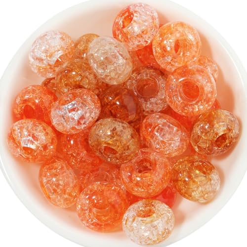Wisafory Acrylperlen Kristallperlen Crackle-Glasperlen Abstandshalter runde Charms Spacer Perlen mit Großem Loch für Armbänder, Halsketten, Schlüsselanhänger, Schmuckherstellung Mandarine 100 Stück Wisafory Acrylperlen Kristallperlen Crackle-Glasperlen Abstandshalter runde Charms Spacer Perlen mit Großem Loch für Armbänder, Halsketten, Schlüsselanhänger, Schmuckherstellung Mandarine 100 Stück von Wisafory