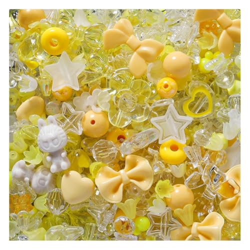 Wisafory Acrylperlen Verschiedene Süßigkeitsperlen Pastellperlen für Armbandherstellung Blumenschleife Bunte Beads Charms Niedlich für Halsketten, Armbänder, Handyketten, 6~38mm Gelb 50g Wisafory Acrylperlen Verschiedene Süßigkeitsperlen Pastellperlen für Armbandherstellung Blumenschleife Bunte Beads Charms Niedlich für Halsketten, Armbänder, Handyketten, 6~38mm Gelb 50g von Wisafory