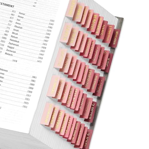 Wisafory Aufkleber Laminierte Bibel-Tabs Bibelregister Großdruck Aufkleber Leicht Lesbare Christliche Bibel Index Tabs Bibelbuchregisterkarten Journaling Etiketten 6 Rosa Heißprägung von Wisafory