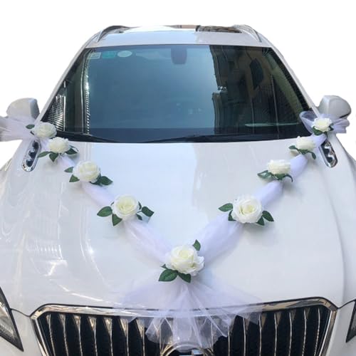 Wisafory Autoschmuck Hochzeit Tüll Auto Girlande Dekoration Braut Paar Rose Blumenschmuck Wedding Romantische Atmosphäre Car Deko für Hochzeit Feier Valentinstag Party Auto deko Weiß Wisafory Autoschmuck Hochzeit Tüll Auto Girlande Dekoration Braut Paar Rose Blumenschmuck Wedding Romantische Atmosphäre Car Deko für Hochzeit Feier Valentinstag Party Auto deko Weiß von Wisafory