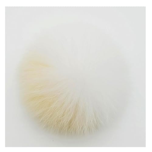 Wisafory Fuchs Pelz Pompon Ball Fellbommel Bommelbälle Bommel Flauschige Pom Pon Fuchs Plüschbälle Fellpompon zum Basteln Bommeln Zubehör für Mützen Beanies und Tasche Weiß-Beige von Wisafory