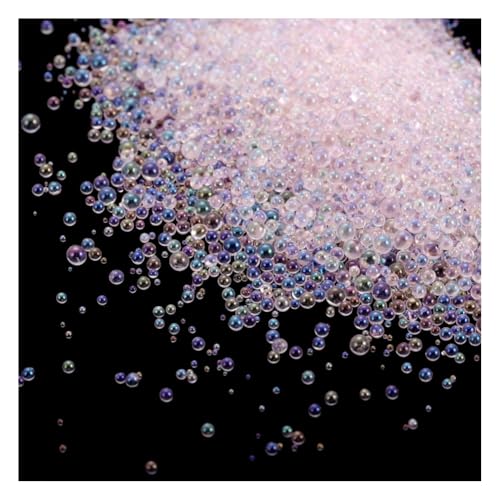 Wisafory Glasperlen 20g 0.4~3mm Harz Blasen Perlen Ohne Loch Wassertropfen-Perlen Harzfüllmaterial Micro Caviar Beads für Harzherstellung Nagel Kunst DIY Verschönerung Dekorationen Hellrosa von Wisafory