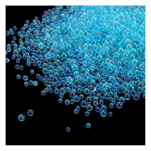 Wisafory Glasperlen 20g 0.4~3mm Harz Blasen Perlen Ohne Loch Wassertropfen-Perlen Harzfüllmaterial Micro Caviar Beads für Harzherstellung Nagel Kunst DIY Verschönerung Dekorationen Seeblau von Wisafory