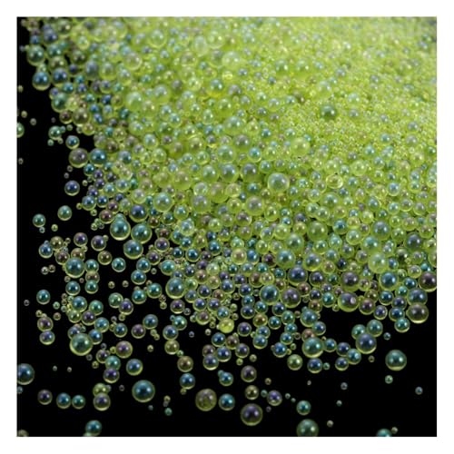 Wisafory Glasperlen 20g 0.4~3mm Harz Blasen Perlen Ohne Loch Wassertropfen-Perlen Harzfüllmaterial Micro Caviar Beads für Harzherstellung Nagel Kunst DIY Verschönerung Dekorationen Smaragdgrün von Wisafory