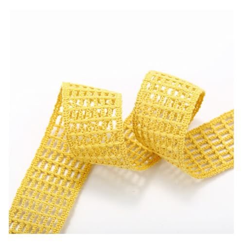 Wisafory Häkel Spitzenband Netzband Hohles Design Band Ribbon Gehäkeltes Fleckenband Handgemachte Stoffband für Party Home Kleidung Haarschmuck Blumenstrauß Geschenkverpackungen Gelb 2.5cm x 9M von Wisafory
