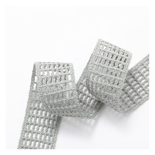 Wisafory Häkel Spitzenband Netzband Hohles Design Band Ribbon Gehäkeltes Fleckenband Handgemachte Stoffband für Party Home Kleidung Haarschmuck Blumenstrauß Geschenkverpackungen Grau 2.5cm x 9M von Wisafory