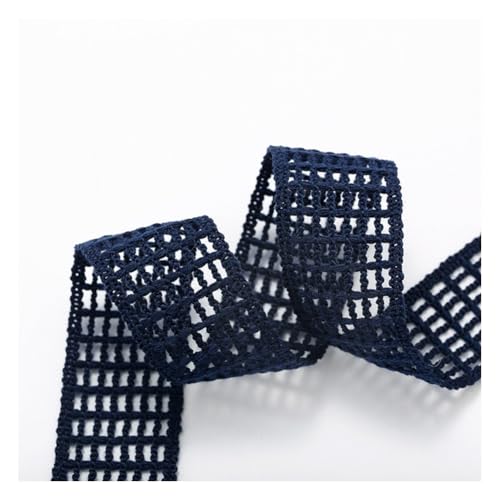 Wisafory Häkel Spitzenband Netzband Hohles Design Band Ribbon Gehäkeltes Fleckenband Handgemachte Stoffband für Party Home Kleidung Haarschmuck Blumenstrauß Geschenkverpackungen Marineblau 3.8cm x 9M von Wisafory