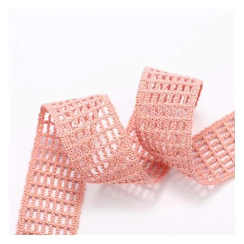 Wisafory Häkel Spitzenband Netzband Hohles Design Band Ribbon Gehäkeltes Fleckenband Handgemachte Stoffband für Party Home Kleidung Haarschmuck Blumenstrauß Geschenkverpackungen Rosa 2.5cm x 9M von Wisafory