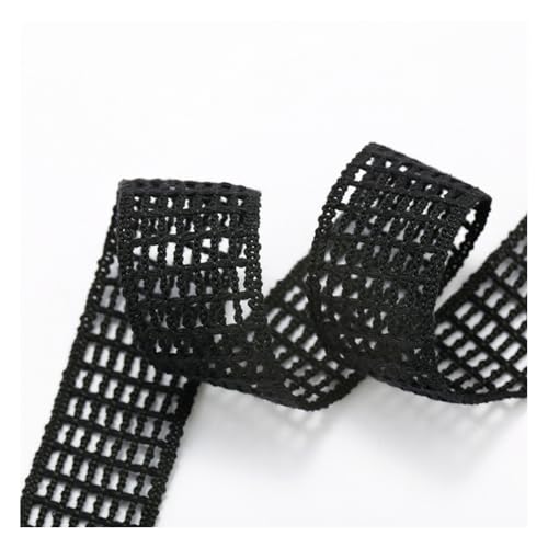 Wisafory Häkel Spitzenband Netzband Hohles Design Band Ribbon Gehäkeltes Fleckenband Handgemachte Stoffband für Party Home Kleidung Haarschmuck Blumenstrauß Geschenkverpackungen Schwarz 3.8cm x 9M von Wisafory