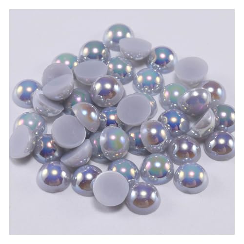 Wisafory Halbrunde Perlen Flache Rückseite Perle Halb Runde Harz Perlen Flache Böden Perlen Glanz Kunstperlen für DIY Basteln Halsketten Armbänder Schmuck Hochzeitskleider Grau 8mm x 100 Stück von Wisafory