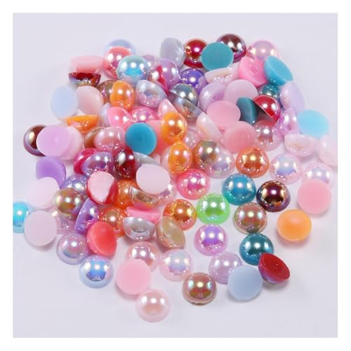 Wisafory Halbrunde Perlen Flache Rückseite Perle Halb Runde Harz Perlen Flache Böden Perlen Glanz Kunstperlen für DIY Basteln Halsketten Armbänder Schmuck Hochzeitskleider Mischfarben 8mm x 100 Stück von Wisafory