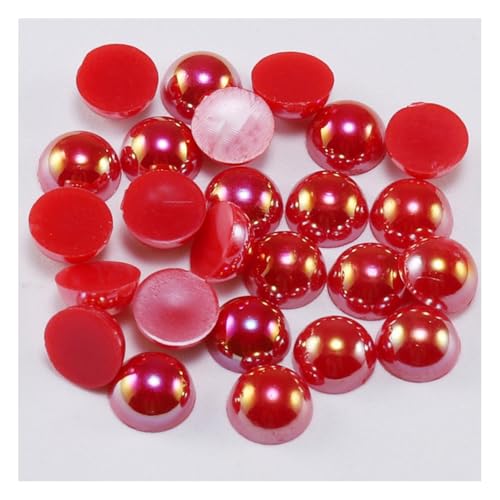 Wisafory Halbrunde Perlen Flache Rückseite Perle Halb Runde Harz Perlen Flache Böden Perlen Glanz Kunstperlen für DIY Basteln Halsketten Armbänder Schmuck Hochzeitskleider Rot 6mm x 100 Stück von Wisafory