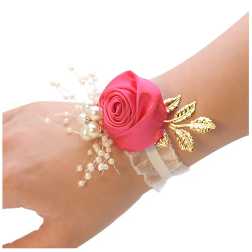 Wisafory Handgelenk Corsage Blumen Armband Korsage Blätter Braut Brautjungfer Hand Blume Seidenblume mit Perle Armbänder Handgelenkblume Zubehör für Hochzeit Bankette Abschlussball Rosenrot 1pcs Wisafory Handgelenk Corsage Blumen Armband Korsage Blätter Braut Brautjungfer Hand Blume Seidenblume mit Perle Armbänder Handgelenkblume Zubehör für Hochzeit Bankette Abschlussball Rosenrot 1pcs von Wisafory