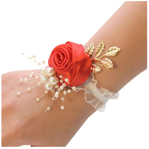 Wisafory Handgelenk Corsage Blumen Armband Korsage Blätter Braut Brautjungfer Hand Blume Seidenblume mit Perle Armbänder Handgelenkblume Zubehör für Hochzeit Bankette Abschlussball Rot 1pcs Wisafory Handgelenk Corsage Blumen Armband Korsage Blätter Braut Brautjungfer Hand Blume Seidenblume mit Perle Armbänder Handgelenkblume Zubehör für Hochzeit Bankette Abschlussball Rot 1pcs von Wisafory