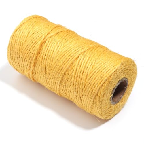 Wisafory Jute Schnur Natürliche Jute-Kordel Juteseil Kordel Farbig Bastelschnur Jutefaserschnur Dekokordel Jutegarn Bindegarn Hanfschnur für DIY Kunsthandwerk Geschenke Verpackungs Gelb von Wisafory