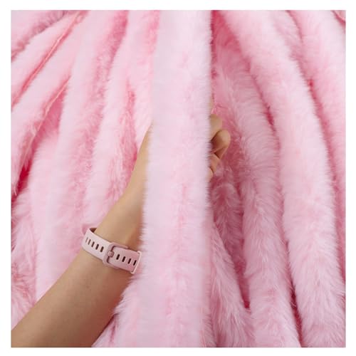 Wisafory Kunstfell Bordüre 8 Meter x 5cm Kunstpelz Band Künstliche Kaninchenfell Dekoband zum Nähen Plüsch Trim Stoffrolle Flauschig Plüschband Fellborte für DIY Kostüm Liefert Rosa von Wisafory