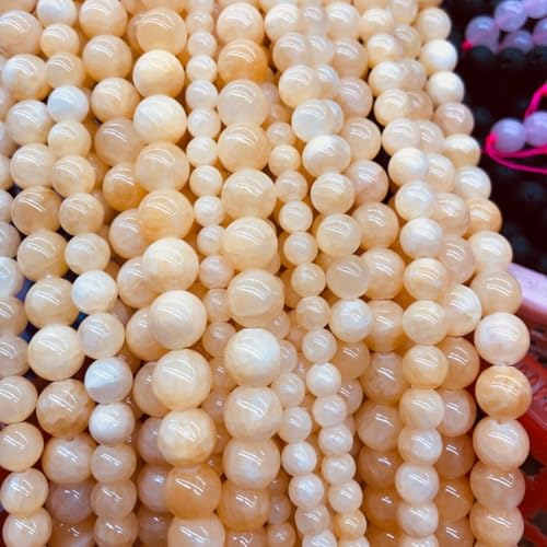 Wisafory Naturstein Gelber Jade-Edelstein Natürliche Perlen zum Auffädeln Bastelperlen mit Loch Runde Kristalle Edelsteine Lose Perlen für DIY Armbänder Ketten Schmuckherstellung 8mm/46Stk. von Wisafory