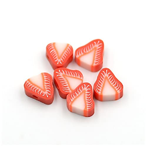 Wisafory Obst Perlen zum Auffädeln 100pcs Weiche Keramik Beads DIY Armband Perlen Bastelperlen Obst Polymer Clay Beads Schmuck Zubehör für Armbänder Halsketten Ohrringe Erdbeere 2# von Wisafory