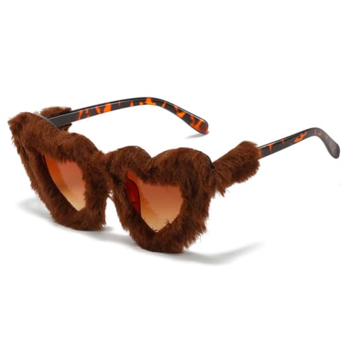 Wisafory Party sonnenbrillen Plüsch Katzenaugen Hippie Partybrille Modische Herzförmige Brille für Herren Damen Kleid Accessoires Foto Requisiten Geburtstagsfeier Karneval Leopardenmuster von Wisafory