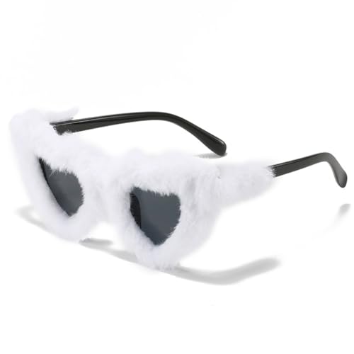 Wisafory Party sonnenbrillen Plüsch Katzenaugen Hippie Partybrille Modische Herzförmige Brille für Herren Damen Kleid Accessoires Foto Requisiten Geburtstagsfeier Karneval Schwarz+Weiß von Wisafory