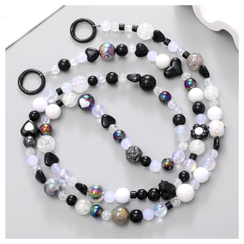 Wisafory Perlen Handy-Kette Handy Lanyard Universal Handyband zum Umhängen Schlüsselband Bunt Handyschnur Kette Anhänger Glänzende Kristallperlen Halsband für Meisten Smartphones, Hüllen 3# von Wisafory