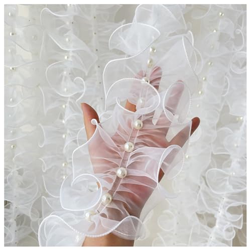 Wisafory Ruban en Organza plissé de 2 Yards - 11 cm - Avec perles - Ruban en Organza - Tulle - Bordure en Dentelle - Pour Applications, vêtements, bricolage, Couture, bricolage - Blanc - 1# Wisafory Ruban en Organza plissé de 2 Yards - 11 cm - Avec perles - Ruban en Organza - Tulle - Bordure en Dentelle - Pour Applications, vêtements, bricolage, Couture, bricolage - Blanc - 1# von Wisafory