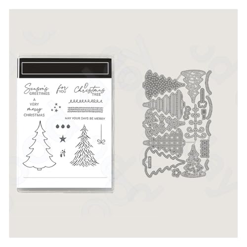 Wisafory Stempel und Stanzschablonen Set Stempel und Stanzformen Silikonstempel und Stanzen Set Weihnachts Stanzformen Schablonen für DIY, Scrapbooking, Grußkarten, Geschenkkarton-Dekoration 13# von Wisafory