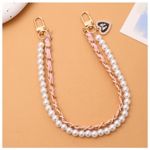 Wisafory Taschenkette Taschenriemen Handtasche Kette Tasche Gurt Ersatzgurt Perlen Leder Metall Kette Tasche Griff mit Karabiner Trageriemen für DIY Handtaschen Kupplungen Rosa Wisafory Taschenkette Taschenriemen Handtasche Kette Tasche Gurt Ersatzgurt Perlen Leder Metall Kette Tasche Griff mit Karabiner Trageriemen für DIY Handtaschen Kupplungen Rosa von Wisafory