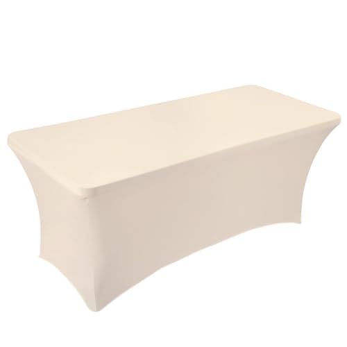 Wisafory Tischdecke Elastische Tischhussen Tischabdeckung Tischtuch Rechteckige Stretch Tischdecke Tischcover Hussen Dekoration für Hochzeit Bankett Events Party Champagner 122x60x76cm von Wisafory