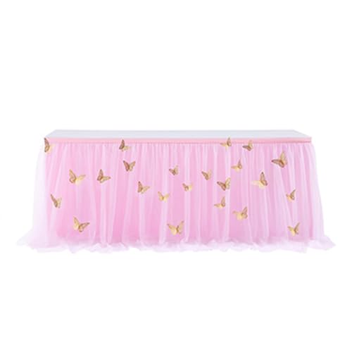 Wisafory Tischrock Tüll Tischröcke Tischdecke Tischdeko mit Schmetterling Schreibtisch Gaze Tischbekleidung Tischdekoration für Party, Hochzeit, Taufe, Bankett Rosa L122cm×H77cm Wisafory Tischrock Tüll Tischröcke Tischdecke Tischdeko mit Schmetterling Schreibtisch Gaze Tischbekleidung Tischdekoration für Party, Hochzeit, Taufe, Bankett Rosa L122cm×H77cm von Wisafory