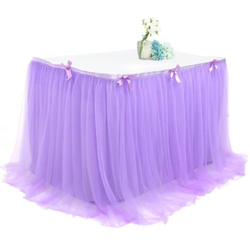 Wisafory Tüll Tischrock Tütü Party Tischröcke Romantische Tüll Schreibtisch Gaze Tischdekoration Mesh Fluffy Tischdecke für Hochzeit Geburtstag Party Babyparty Dekoration Lila 190 * 76cm von Wisafory