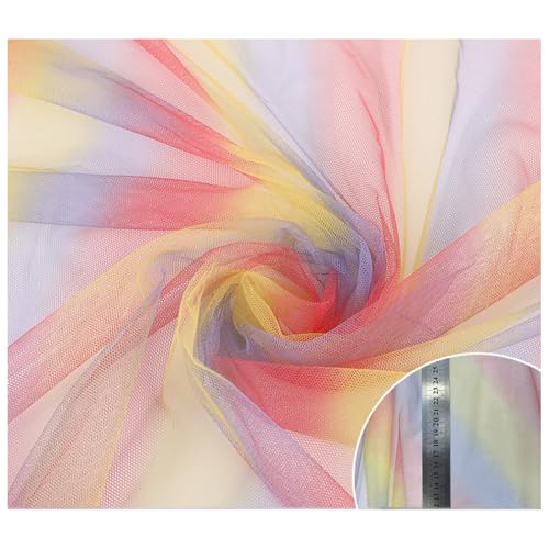 Wisafory Tüllstoff Mehrfarbiger Tüll Netzstoff Tüllband Meterware Bunte Farbverlauf Tüllstoff Nähen Basteln Stoff Dekorationen für Tutu, Rock, Kleid, DIY Handwerk 2# 100×150cm Wisafory Tüllstoff Mehrfarbiger Tüll Netzstoff Tüllband Meterware Bunte Farbverlauf Tüllstoff Nähen Basteln Stoff Dekorationen für Tutu, Rock, Kleid, DIY Handwerk 2# 100×150cm von Wisafory