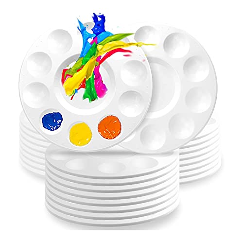 Wisboey 36-Teilige Kunststoff-Farbpalette für Kinder, Farbpaletten mit 10 Vertiefungen, Acryl-KüNstler-Farbpalette für Kinder von Wisboey