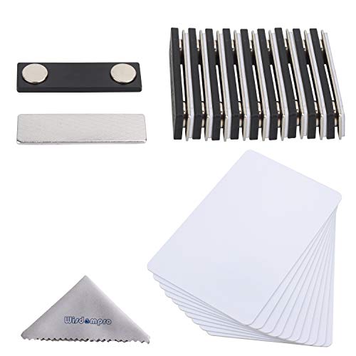 Selbstgebastelte Namensschilder, Wisdompro® 10-er Set weiße, bedruckbare, blanko PVC Buttons (8,5 cm x 5,4 cm (3-3/8Zoll x 2-1/8 Zoll)) mit Magnet-Namensschild für Jacken oder Hemden – keine Löcher in Ihren fein Jacken oder Hemden von Wisdompro