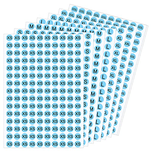 Wisdompro 4200 Stück Kleidergrößen Aufkleber, Selbstklebende Runde Etiketten in 7 Größen (XS, S, M, L, XL, XXL, XXXL), Kleidergrößen Etiketten für Kleidersortiment von Wisdompro