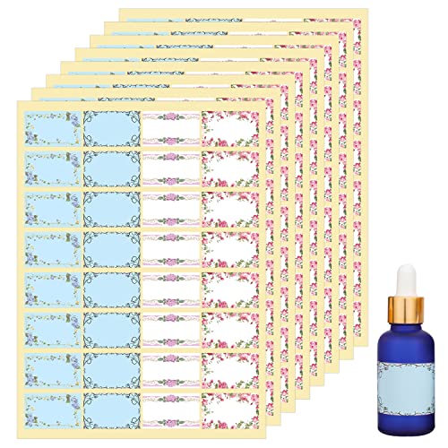 Wisdompro Etiketten Selbstklebend 256 Stück, Etiketten zum Beschriften, Klebeetiketten zum Beschriften kann als Marmeladen Etiketten Flaschen/Einmachetiketten Gewürzetiketten (Kleint, Blume) von Wisdompro