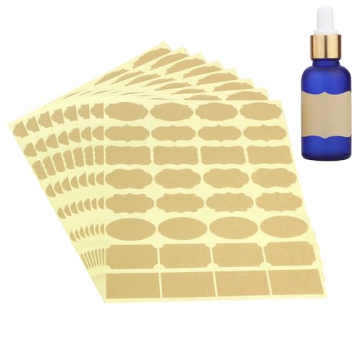 Wisdompro Etiketten Selbstklebend 256 Stück, Etiketten zum Beschriften, Klebeetiketten zum Beschriften kann als Marmeladen Etiketten Flaschen/Einmachetiketten Gewürzetiketten (Kleint, Mischform) von Wisdompro