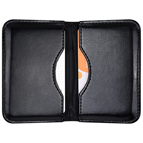 Wisdompro Visitenkartenetui Leder, 10,2 x 6,6 x 1,5 cm Ultradünner Kartenetui mit Magnetverschluss, Kreditkartenetui für Visitenkarten, Kreditkarten, Mitgliedsausweise, ID-Karten (Schwarz) von Wisdompro