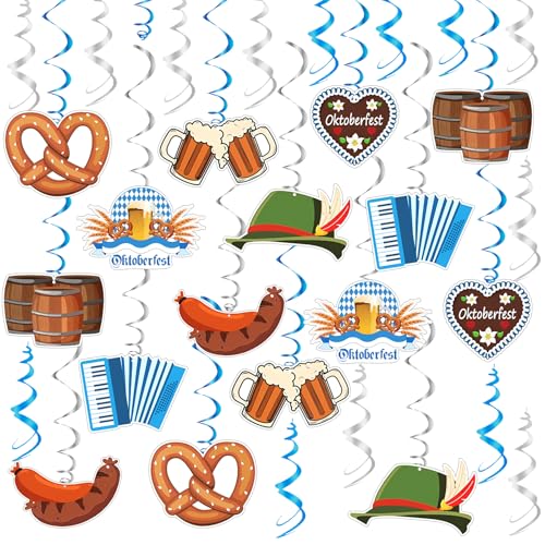38 Stück Oktoberfest Hängende Strudel Bulk Girlande Deko Bayerische Banner Deckenhänger Wirbel Spiral Girlande für Bayrisch Deko Oktoberfest Party von WiseJoy