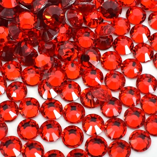 6.6mm Strasssteine Flache Rückseite Runde, 288 Stück Kristall Rhinestone DIY, Diamante Gems, Kristalle Flacher Rückseite Strasssteine Glas Glitzersteine Nagelkunst Edelsteine (Rot) von Wisebom