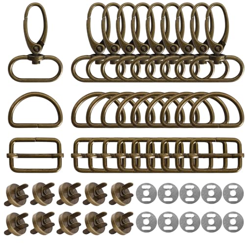 Metall Karabinerhaken Drehschnallen,Drehbare Schnallen D Ringe,Metall Schnallen Schieber,Magnetverschluss Metall für Gürtel,Schlüsselanhänger,DIY handgefertigte Riemen (Bronze) von Wisebom