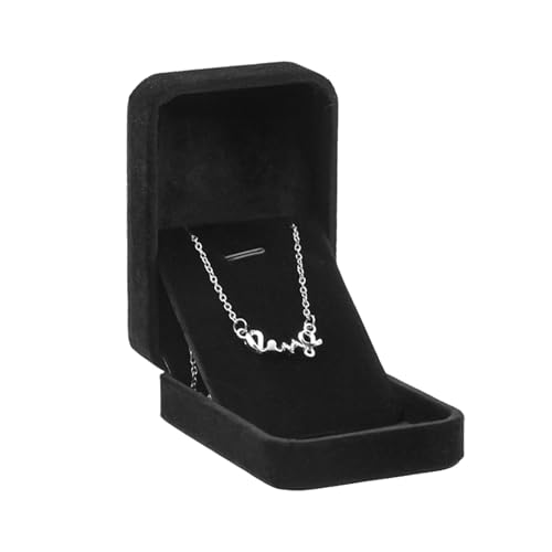Samt Schmuck Geschenkbox, Samt Halskette Anhänger Armband Display Box Geschenkbox Kette Samt Schmuck, Halsketten Geschenkbox Container, Valentinstag Anhänger Aufbewahrungskoffer, 10x7x3.5cm, Schwarz von Wisebom