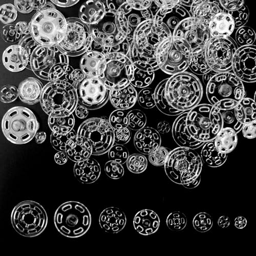 Wisebom 150 Paare Unsichtbare Druckknöpfe, Druckknöpfe zum Annähen Unsichtbare Kunststoff Druckknopf Verschlussknöpfe für DIY Kleidung Knöpfe Hemden Nähen Knöpfe, 7 mm, 11.5 mm, 15 mm, 21 mm von Wisebom