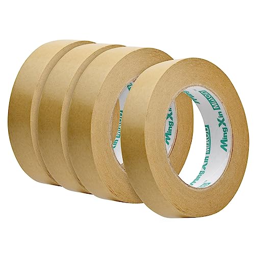 Wisebom 4 Rollen Papier Klebeband 25 mm x 50 m Recycelbar Kraft Packband Verstärkte Kraftpapier Verpackungsband für Umzug Malerarbeiten Dekoration von Wisebom